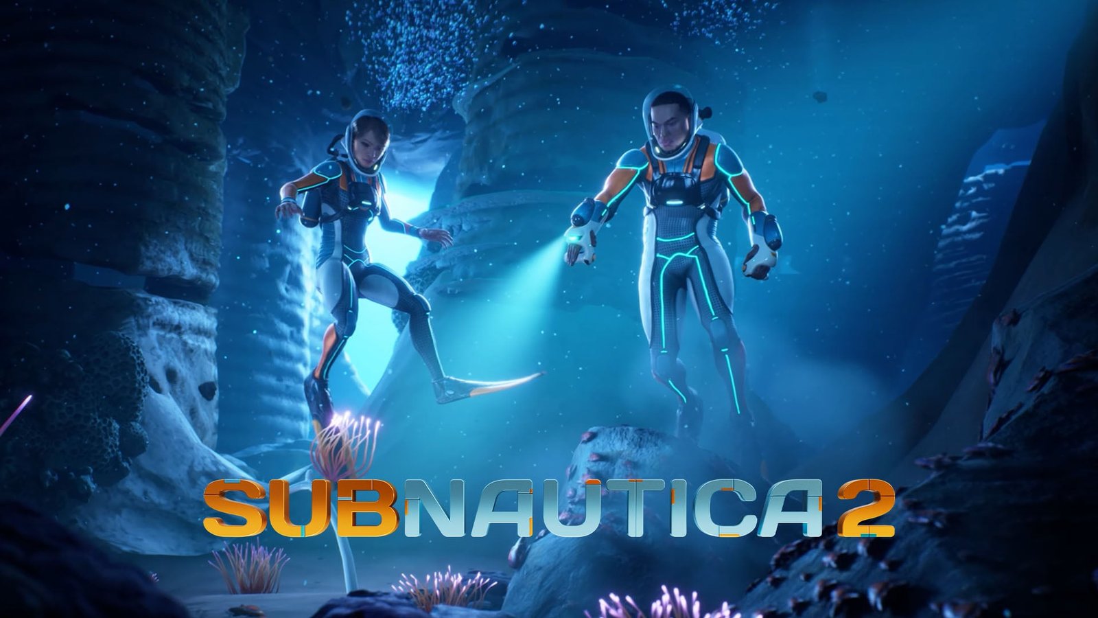 Subnautica 2 featured image, showing a stunning underwater scene with vibrant colour and detailed graphics, representing the game's impressive system requirements and PC gaming capabilities in the UK.