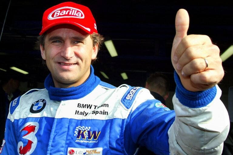 Former F1 driver and four-time Paralympic gold medallist Alex Zanardi in action on the track, showcasing his remarkable skill and determination behind the wheel, a true legend in the world of motorsport