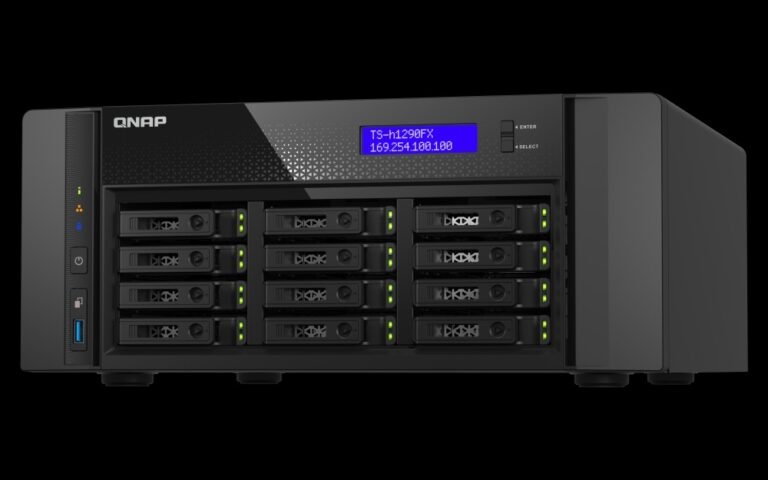 QNAP QAI-h1290FX Edge AI NAS with AMD EPYC and NVIDIA RTX PRO 6000 GPU, designed for LLM, RAG, and GenAI applications in the UK, with a compact design and low power consumption, making it perfect for edge deployments