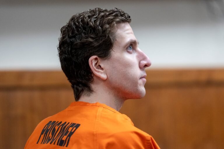 Bryan Kohberger's mother pictured with her son, amidst a backdrop of police investigation and murder allegations, with a primary focus on the true crime story