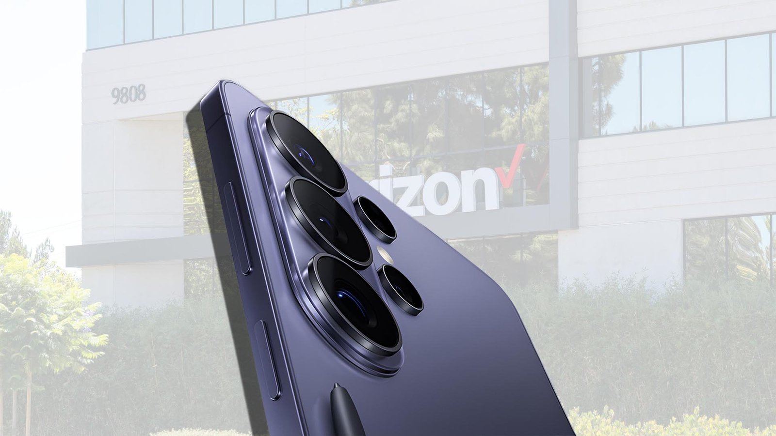 A person holding a Galaxy S26 Ultra, with a disappointed expression, symbolising the missed opportunity due to Verizon's mistake, with a cityscape in the background, representing the UK mobile market