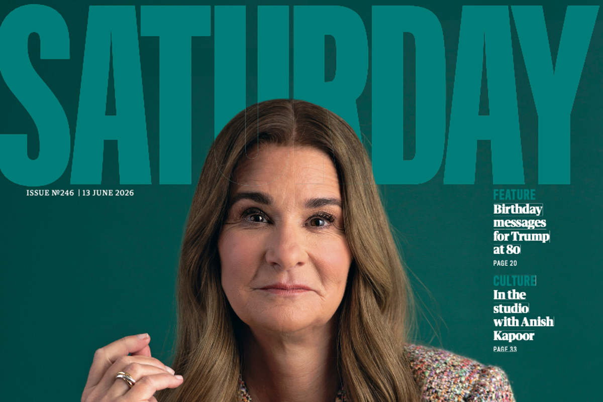 Melinda Gates speaking at a conference, with a backdrop of a city skyline, symbolising her commitment to creating positive change and preventing scandals like Epstein's through collective responsibility and accountability