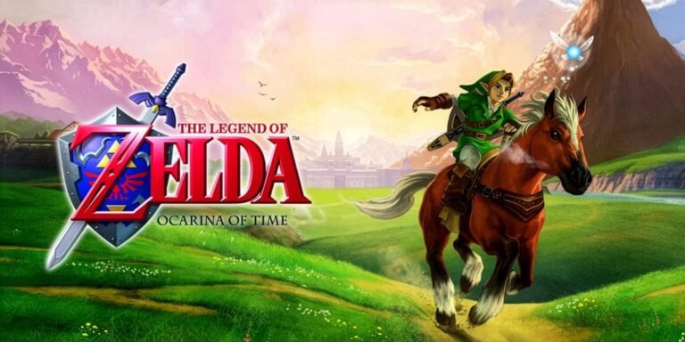 The Legend of Zelda Ocarina of Time remake featured image, showing Link in a battle scene with a stunning UK-inspired backdrop, highlighting the game's epic action-adventure sequences and breathtaking colour