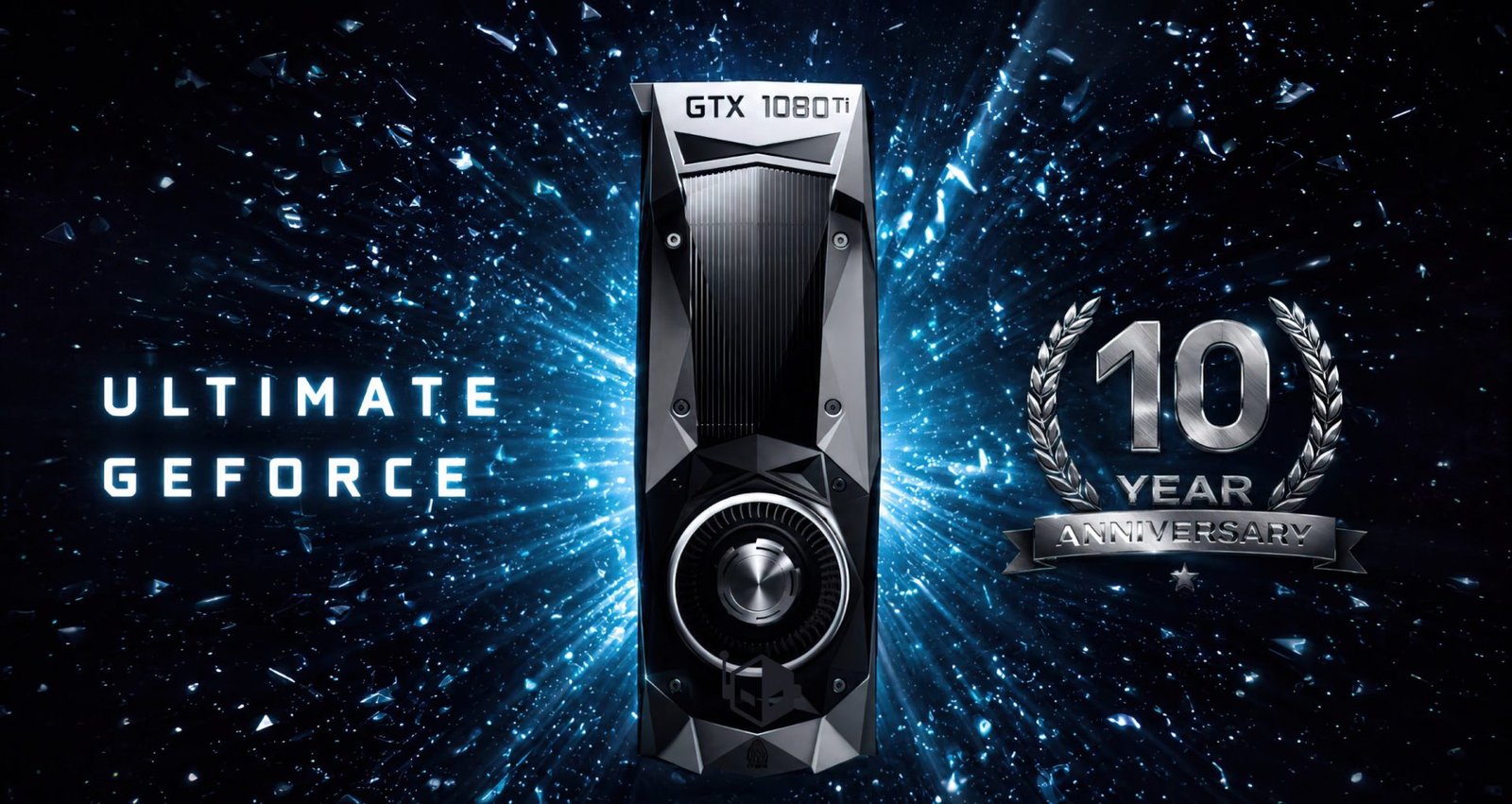 NVIDIA GeForce GTX 10 series graphics card, a groundbreaking GPU that changed the UK gaming landscape with its exceptional performance and power efficiency, featuring a black and silver design with a large fan and heat sink