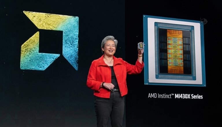 The AMD Instinct MI430X GPU is a high-performance computing solution that delivers unparalleled performance, surpassing NVIDIA's Rubin by 6x in classic HPC workloads, with a focus on AI, computing, and technology in the UK, featuring a complex circuit board with multiple chips and a large heatsink, showcasing its exceptional capabilities and performance