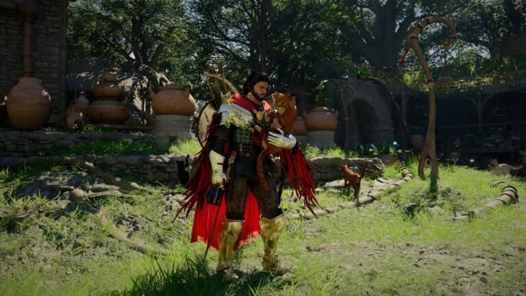 Crimson Desert's vast open world, with a mix of medieval and modern elements, set against a backdrop of rolling hills and towering mountains, showcasing the game's unique colour palette and attention to detail, with a focus on community feedback and player engagement in the UK
