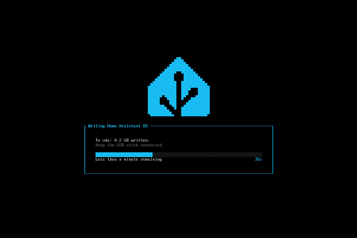 Home Assistant logo on screen