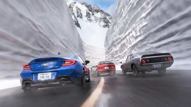 Forza Horizon 6 gameplay screenshot, featuring a car racing on a scenic road in the UK, with a focus on the game's stunning graphics and immersive gameplay, and the importance of respecting intellectual property rights