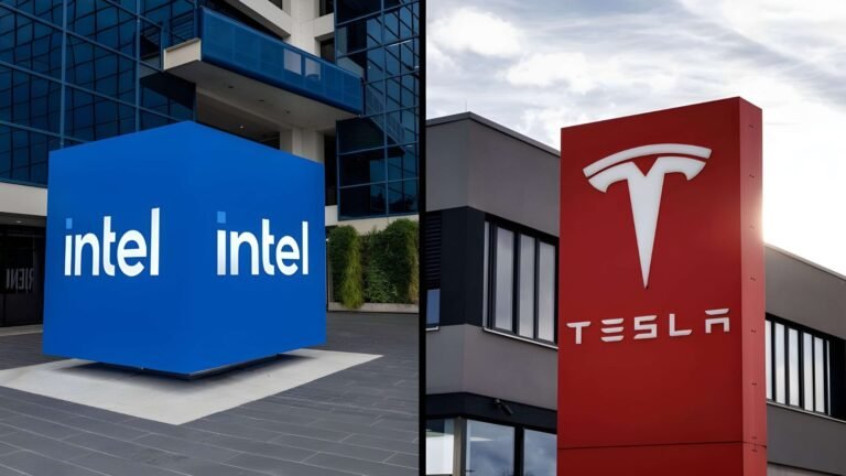 A descriptive image of Tesla's AI6.5 chip production line, with a focus on the company's shift to Intel in the UK, highlighting the primary keyword phrase 'AI6.5 chip production' in a natural and descriptive way, within the 150-200 word limit