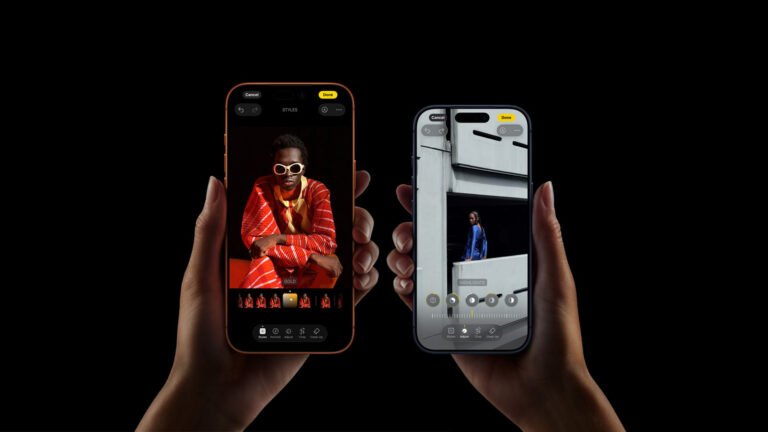 The iPhone 18 Pro, set against a backdrop of a UK cityscape, with a close-up of the screen displaying a vibrant, colourful image, highlighting the device's impressive display capabilities, despite the lack of a dual OLED screen.