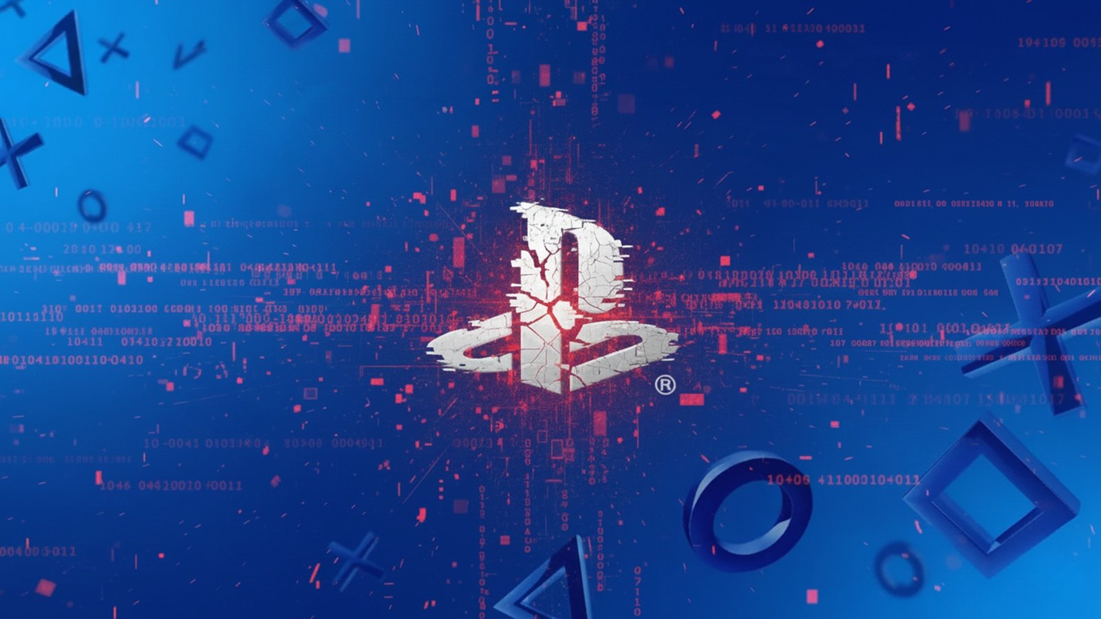 A screenshot of a PlayStation console with a red warning symbol, indicating a security issue, with a hacker in the background, highlighting the PlayStation Network security flaw that allows hackers to bypass 2FA and passkey protection