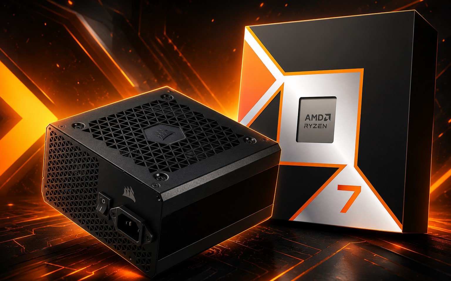 The Ryzen 7 9800X3D processor and Corsair CX750M Power Supply bundle, offering unparalleled gaming performance in the UK, with a free power supply to power your rig, and a reliable and efficient power supply capable of handling high-performance components