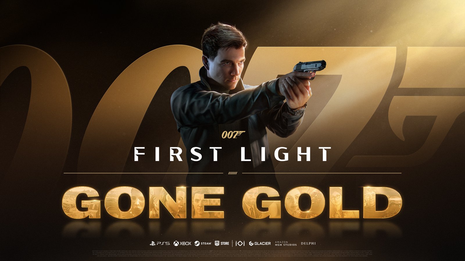 James Bond stands confidently with his gun, ready for action in 007 First Light, with a UK cityscape in the background, showcasing the game's immersive gameplay and engaging storyline, with a focus on the primary keyword, James Bond
