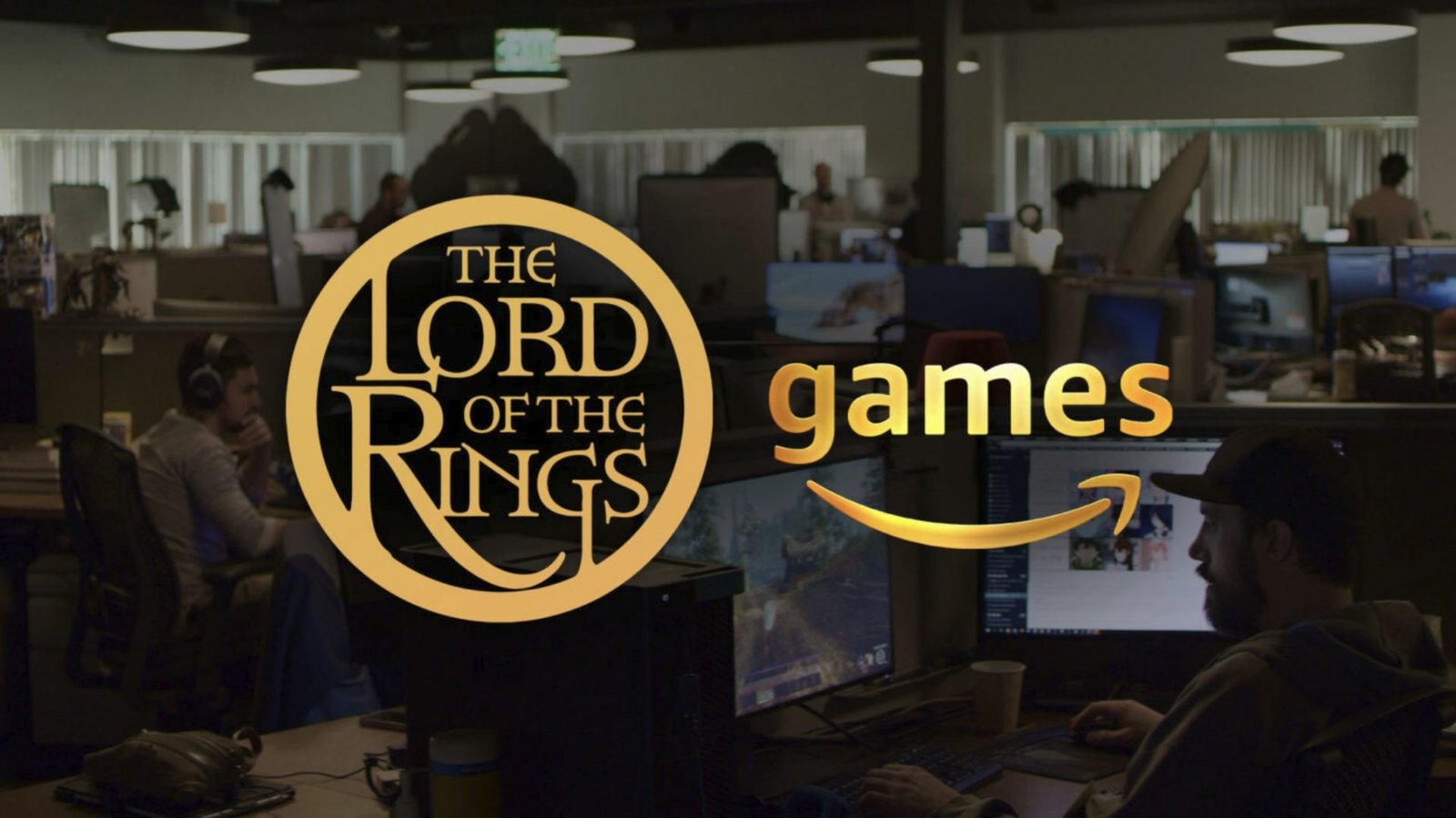 A screenshot of the new Lord of the Rings game, showing a realistic and detailed landscape, with a hobbit in the distance, set in the UK-inspired Shire, with a beautiful colour palette and realistic behaviour