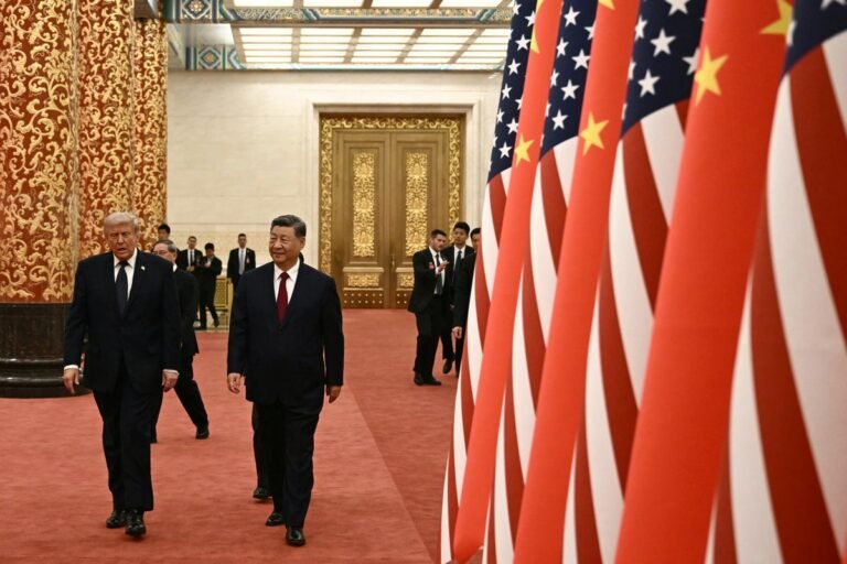 Donald Trump standing in a lavish ballroom, surrounded by exquisite décor and impeccable service, with a caption that reads 'Trump's Truth Social outburst sparks debate and analysis on his behaviour and politics, with a focus on his demand for a ballroom like those found in China'