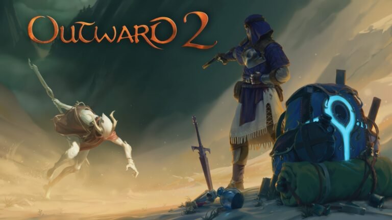 Outward 2 gameplay screenshot showing a character fighting a monster in a dark fantasy world, with a focus on the game's punishing gameplay and anti-power-fantasy design