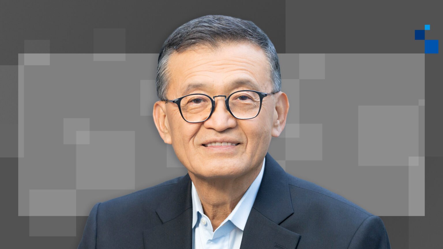 Intel's CEO, Lip-Bu Tan, discussing the company's strategy for the UK market, with a focus on AI and machine learning, in front of a backdrop of UK-based data centres