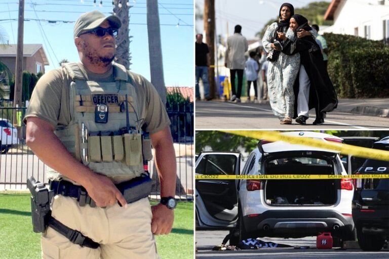 A photograph of the San Diego Islamic Centre, with a crowd of people gathered outside, paying tribute to the victims of the shooting, with a mix of sadness and solidarity on their faces, as they try to come to terms with the tragic incident, with the primary keyword being San Diego Islamic Centre shooting