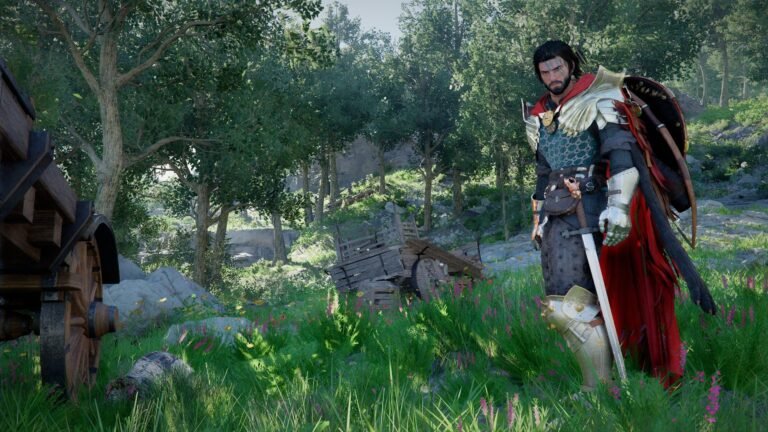 A screenshot of Crimson Desert with the Combat Clarity mod enabled, showcasing improved visuals and a cleaner gaming experience, with a focus on DLSS Ray Reconstruction and NVIDIA technology