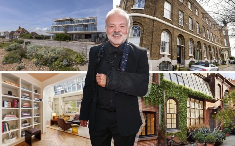 Graham Norton's luxury London home features a stunning interior design with a beautiful colour scheme, the property's behaviour towards natural light is notable, and its prime location makes it a desirable residence, luxury homes in London