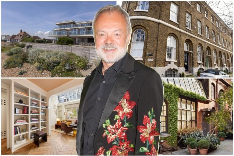 Graham Norton's luxury London home features a stunning living room with sleek design and opulent furnishings, perfect for luxury living in the heart of London, with a beautiful colour scheme and impeccable behaviour of design