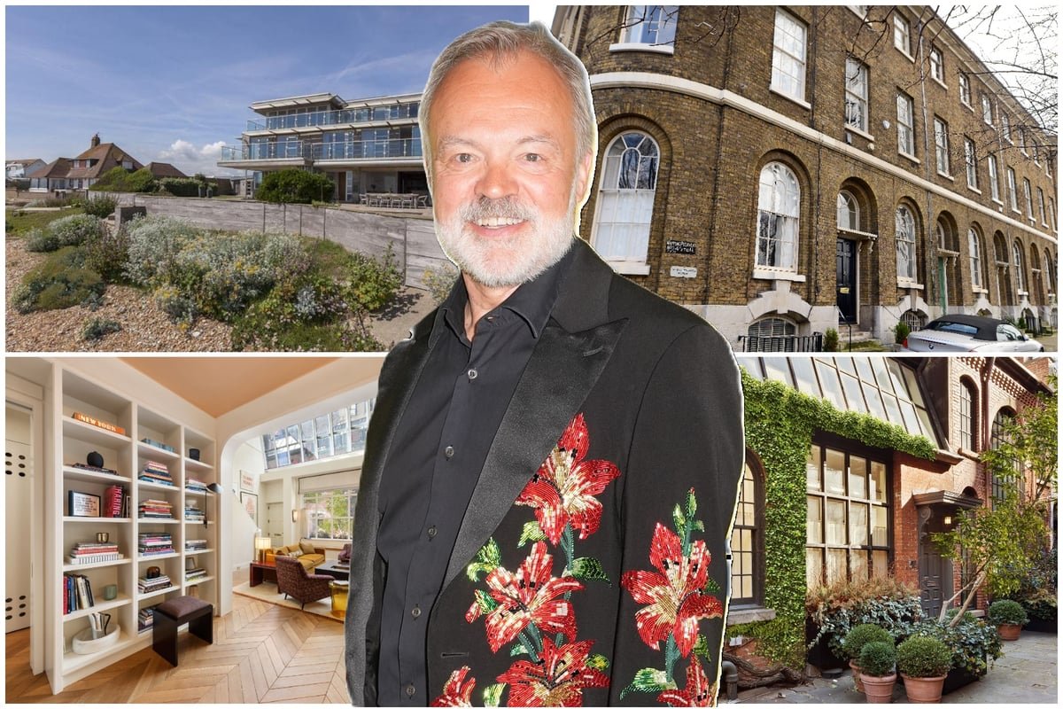 Graham Norton's luxury London home features a stunning living room with sleek design and opulent furnishings, perfect for luxury living in the heart of London, with a beautiful colour scheme and impeccable behaviour of design