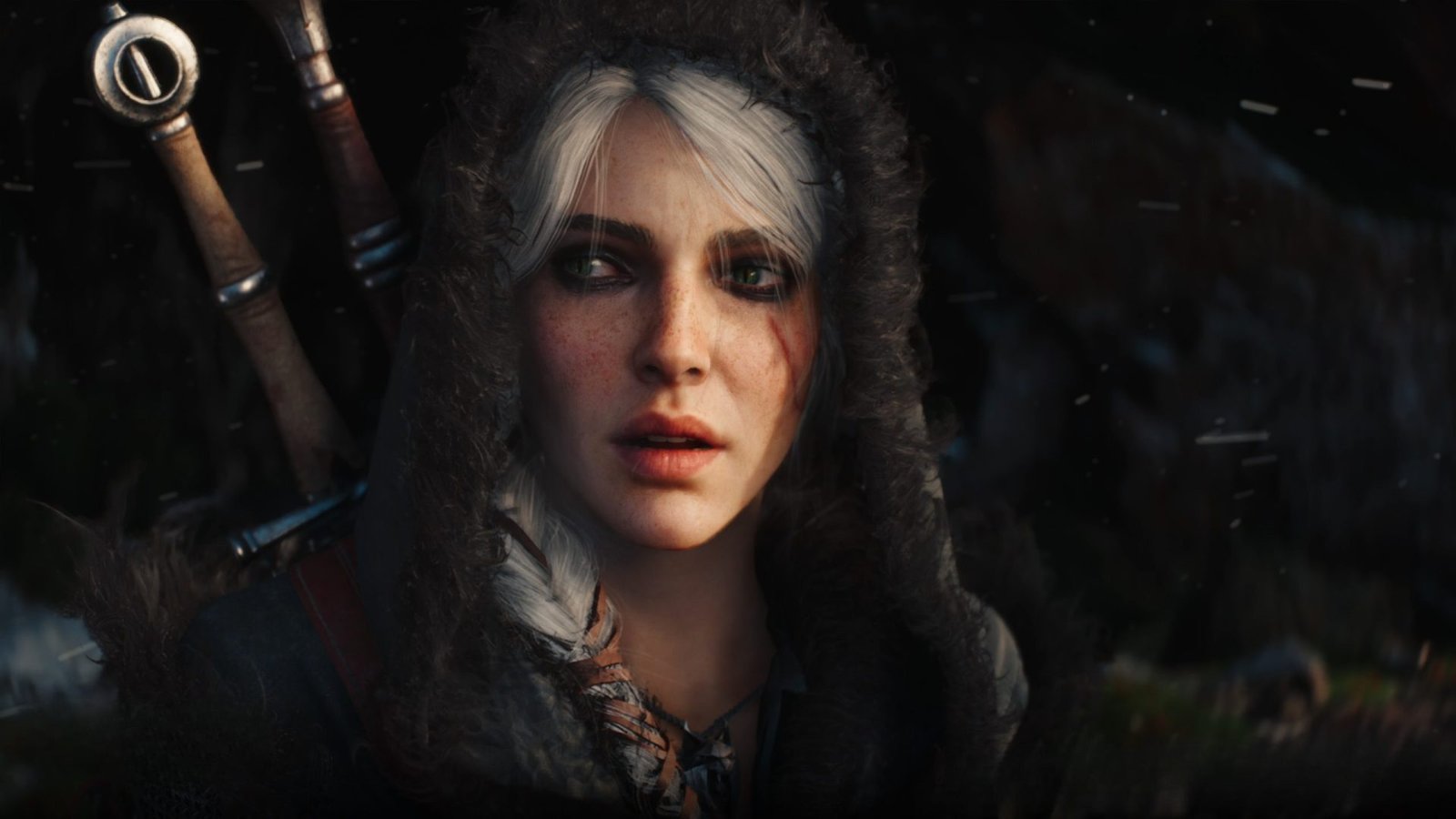 The Witcher 4 gameplay screenshot, featuring Geralt of Rivia in a dark fantasy world, with a sword in hand, set to release in the UK, with a focus on open-world role-playing games