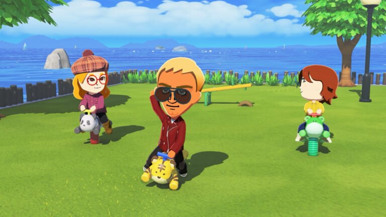 Image of a gamer playing a popular video game, with a cityscape in the background, representing the UK gaming market and the latest trends in the gaming industry, including Crimson Desert and Tomodachi Life