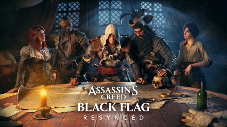 Assassin's Creed Black Flag Resynced featured image, showcasing the game's stunning ray-traced visuals and immersive gameplay, with a focus on the UK gaming scene and the game's unique rogues gallery