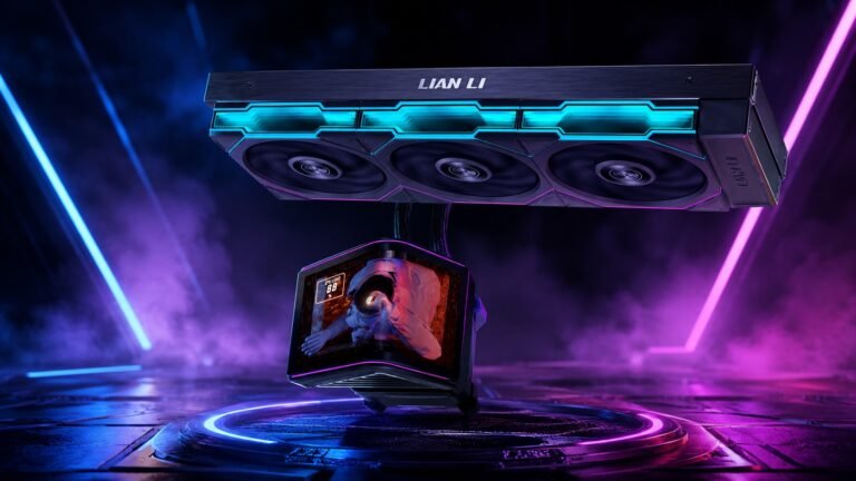 The Lian Li Hydroshift II Curved 360 AIO cooler features a stunning 6.67-inch motorized curved OLED display, providing a unique visual experience with its 2288x1048 resolution, perfect for the UK gaming community