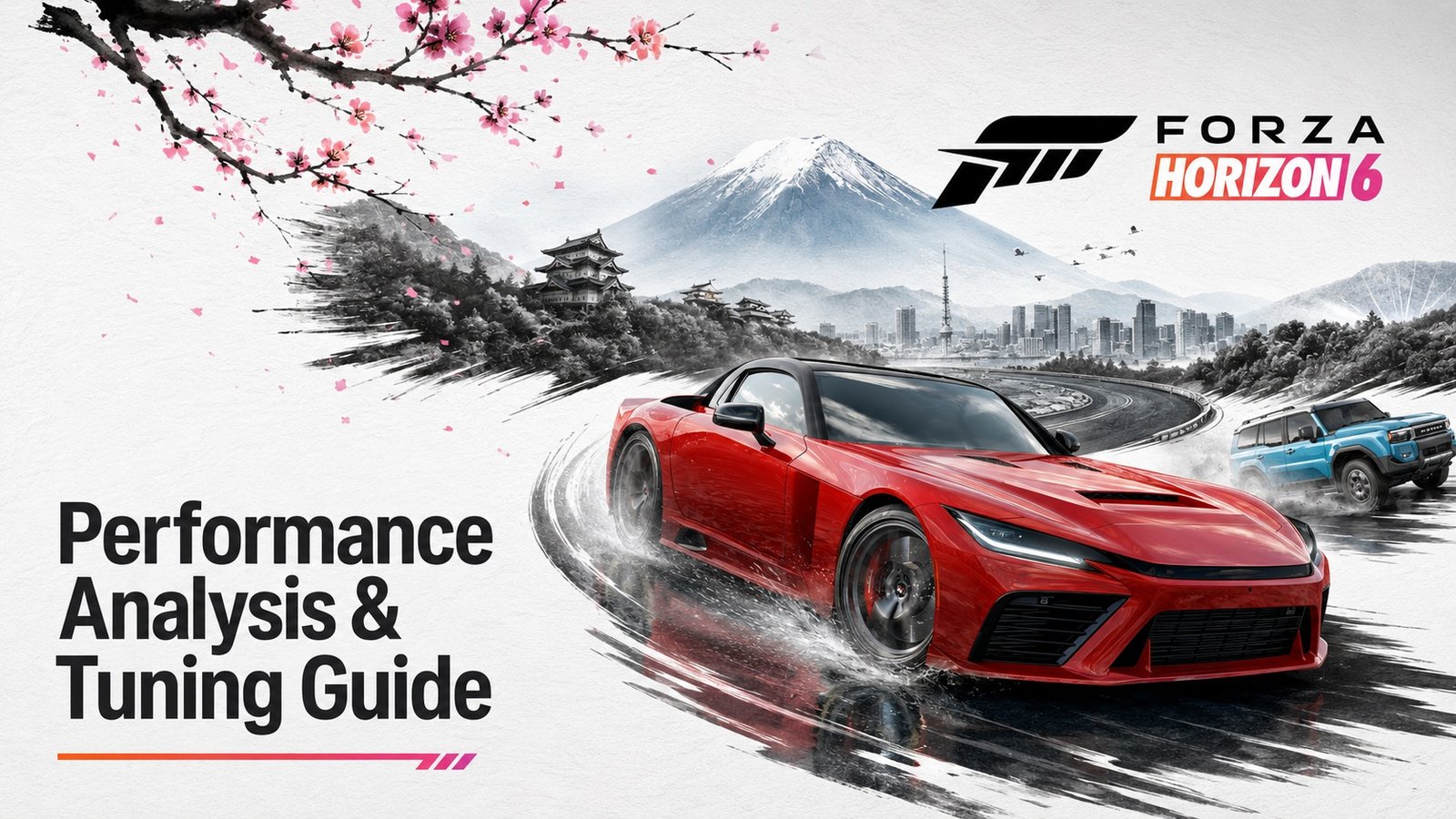 Forza Horizon 6 gameplay screenshot featuring a car racing on a UK road with detailed graphics and ray-traced reflections, showcasing the game's stunning visuals and immersive gameplay