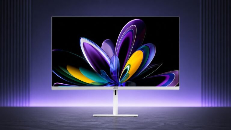 AOC V6 monitor with 4K dual-mode and high refresh rate, featuring a 27-inch screen with vibrant colour and impressive contrast, perfect for gaming and entertainment in the UK