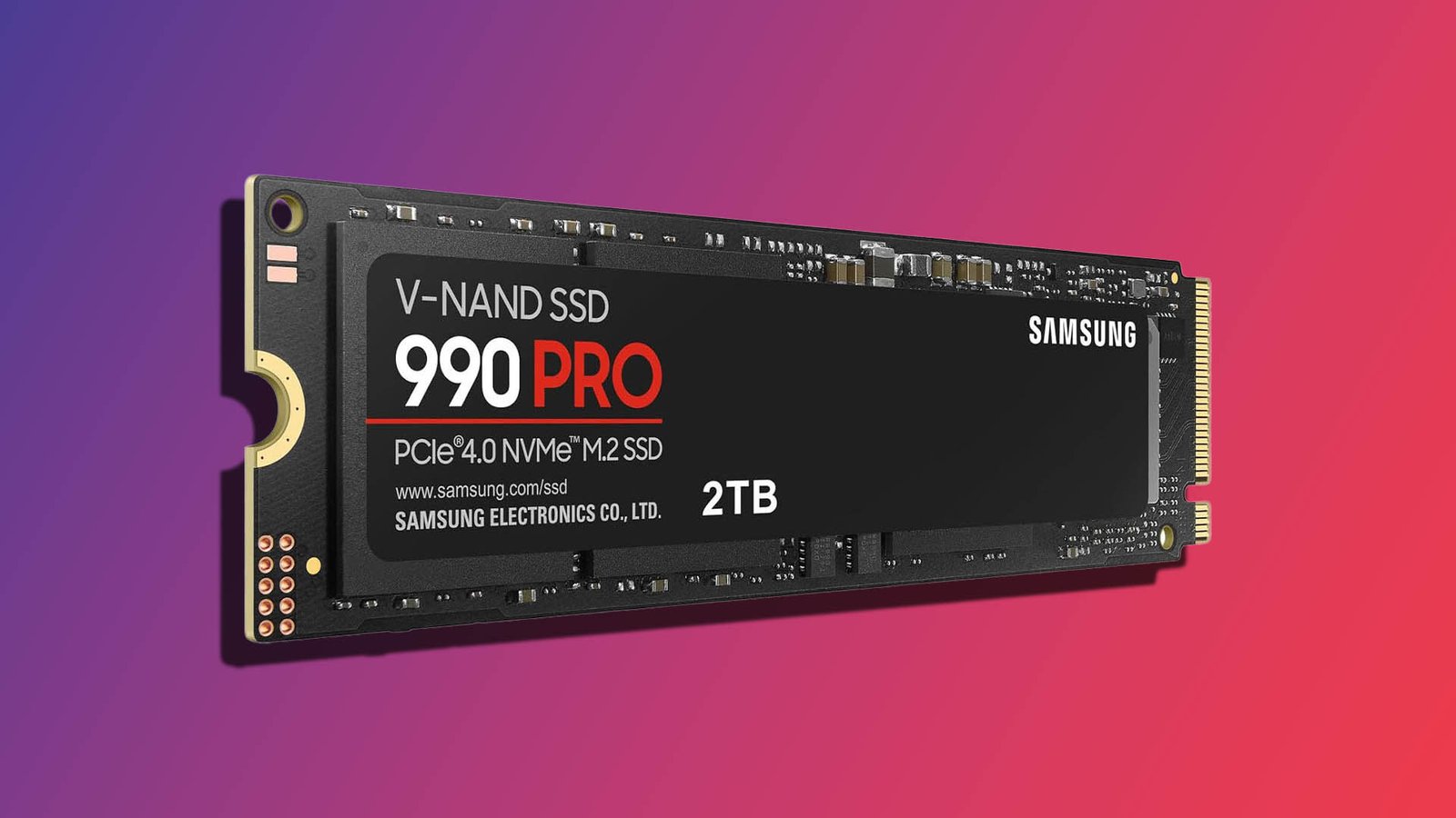The Samsung 990 PRO PCIe NVMe Gen 4 SSD in 2TB capacity, featuring a sleek design and impressive sequential speeds of up to 7,000MB/s, making it an ideal storage solution for PC builders and laptop owners in the UK, with a focus on SSD technology and storage upgrades