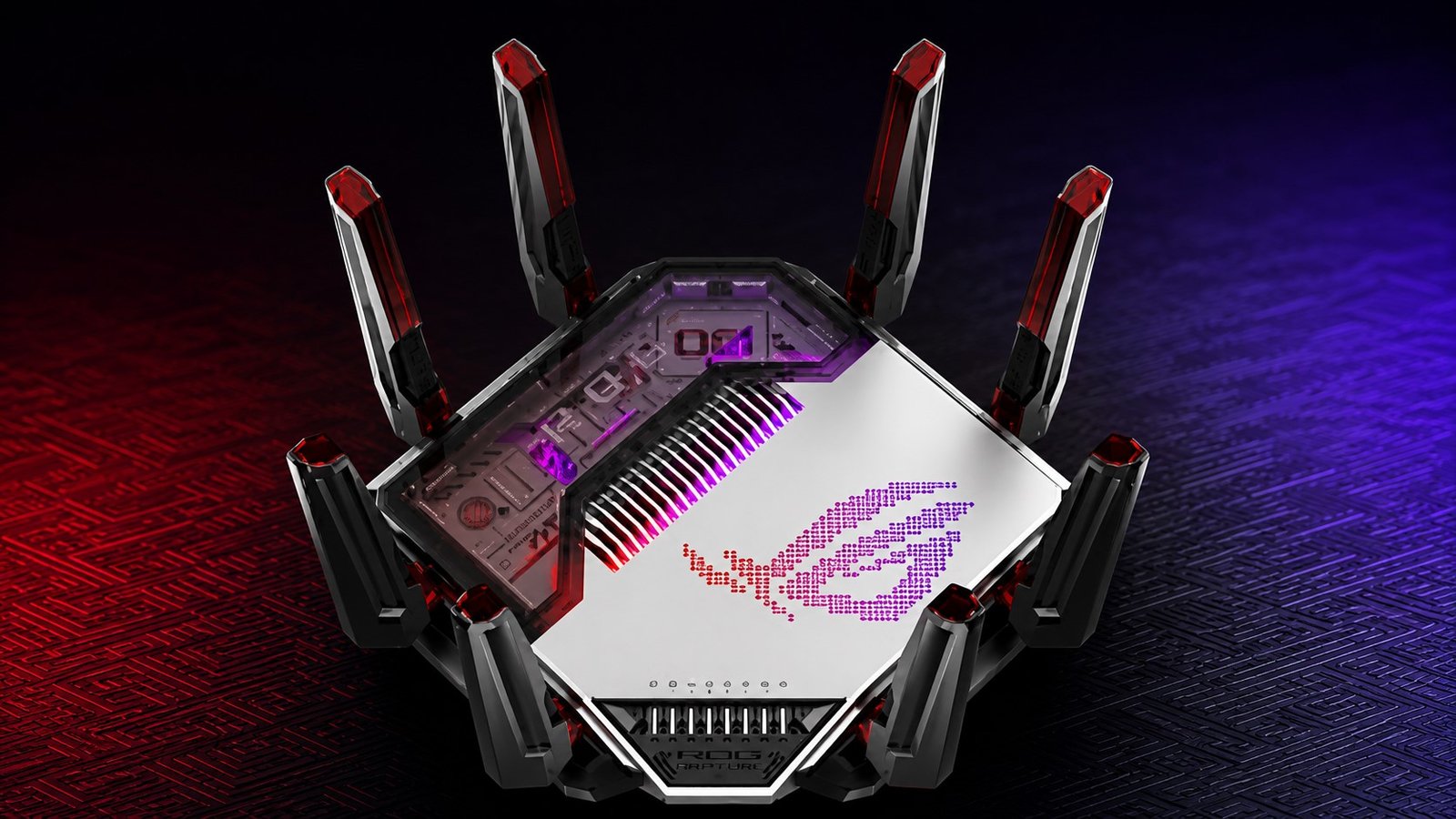 The ASUS ROG Rapture GT-BN98 Pro WiFi 8 router, featuring advanced technology for low-latency gaming and 8K streaming, with a sleek and modern design, perfect for UK gamers and consumers who demand high-performance and reliable connections