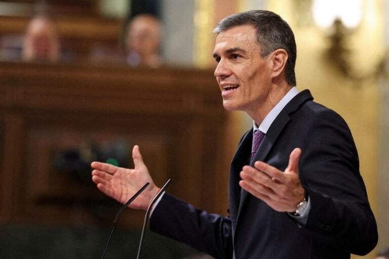 Spanish Prime Minister Pedro Sanchez looking concerned as corruption probes continue to mount, highlighting the need for government transparency and accountability in Spain
