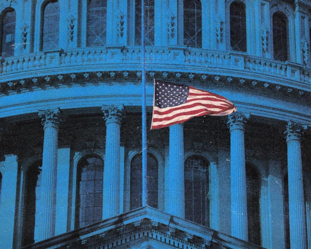 A photo of the US Senate chamber, with Democrats and Republicans seated on either side of the aisle, highlighting the primary keyword phrase 'US Senate'