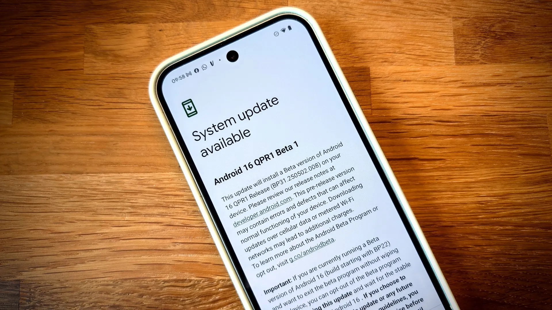 Android 17 beta announcement featured image, showing a Pixel phone with a blurred background and split UI elements, representing the new features and improvements of the mobile operating system