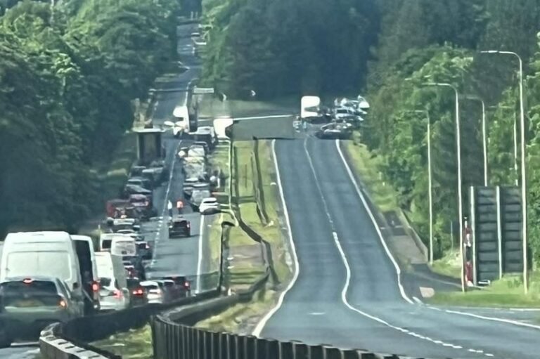 A1 crash scene with emergency services and damaged vehicles, highlighting the importance of road safety and responsible driving behaviour