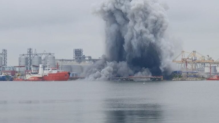 A marine drone lies in pieces after self-detonating in a Romanian port, with officials investigating the alleged Russian jamming of the Ukrainian vessel, highlighting the need for clearer regulations on drone technology and its use in conflict zones