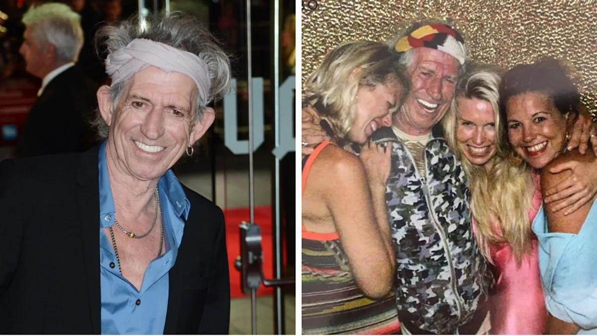 Keith Richards with his children, a heartwarming and intimate photo showcasing the love and bond between the legendary musician and his family, with a focus on his children and their unique personalities