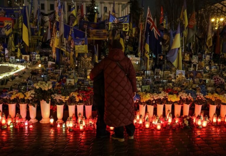 A young Ukrainian woman stands proudly, symbolising the country's resilience and determination in the face of adversity, with a subtle reference to the Ukraine conflict and Russian recruitment of young women