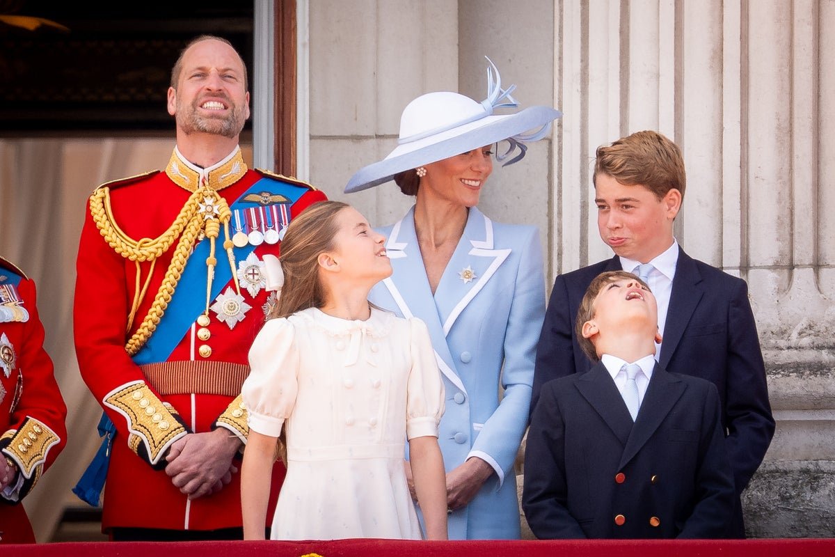 The royal family laughing and joking with each other during the Trooping the Colour ceremony, showcasing their more human side and strong family bonds in a rare behind-the-scenes glimpse of British tradition