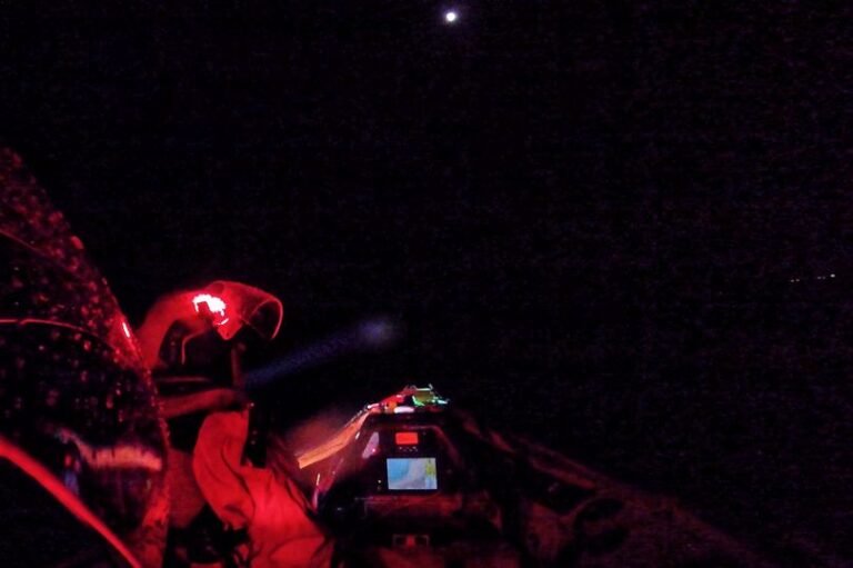 RNLI rescue boat in East Lothian bay