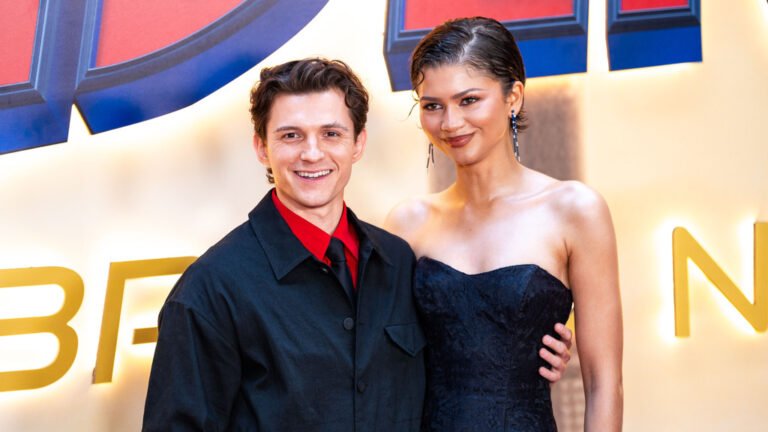 Tom Holland and Zendaya, a beautiful celebrity couple, posing together with love and happiness, a true power couple in the entertainment industry, with a romantic and inspiring love story that captures the hearts of fans around the world, with their beautiful wedding and marriage, a testament to the power of true love