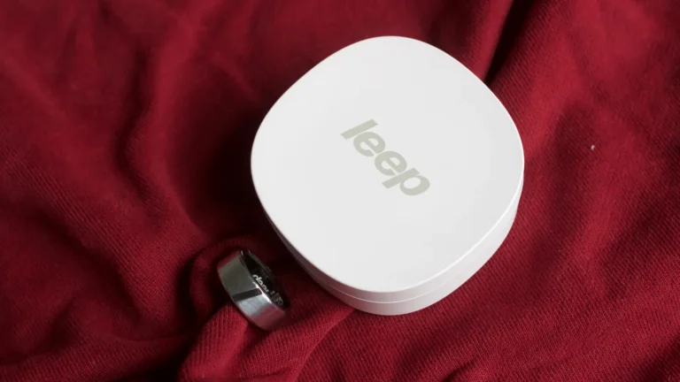 The Leep Ring is a budget-friendly smart ring with a titanium outer shell and hypoallergenic inner lining, available in three colour finishes and featuring a portable charging case with up to 60 days of battery life, prioritising sleep tracking and offering a range of features including daily activity and temperature monitoring.