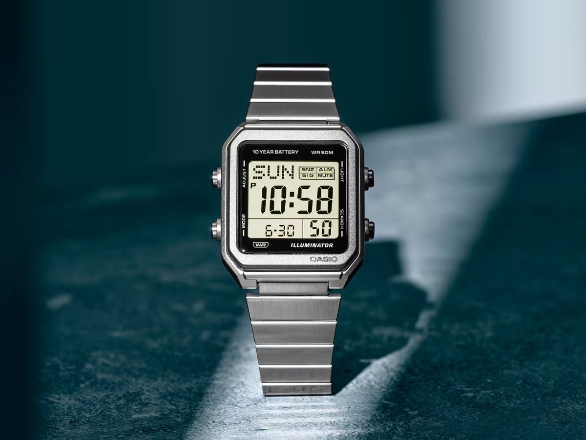 Casio W-221 series watch with metal strap