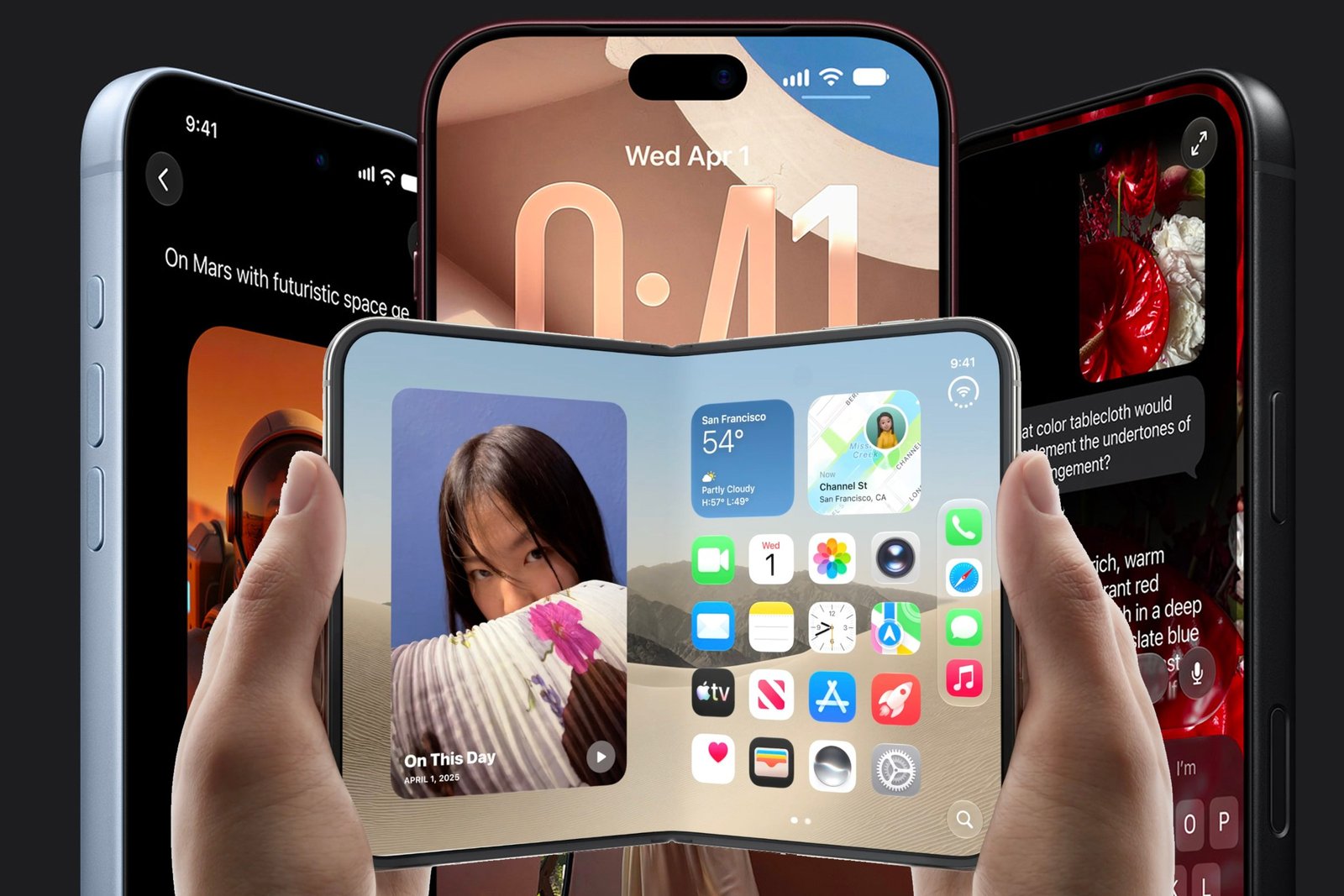 Concept render of Apple iPhone 20 with quad curved display and hidden camera