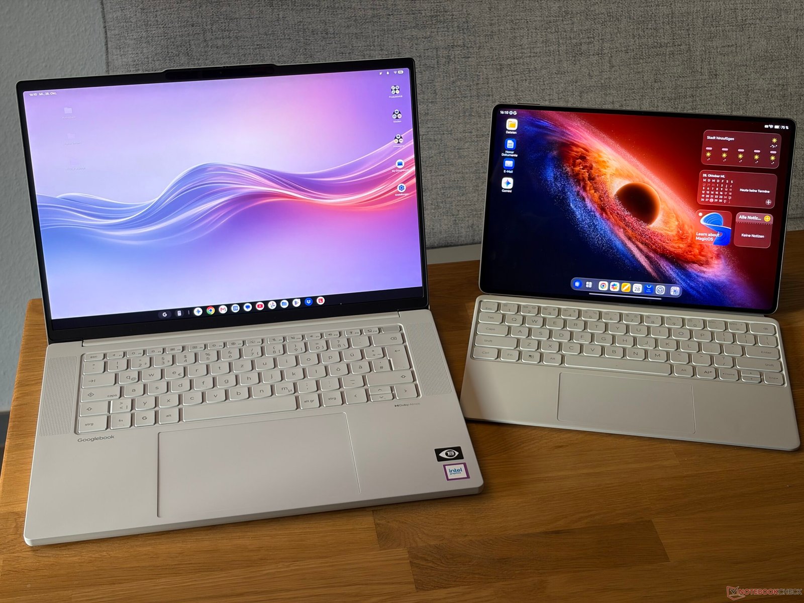 Android tablet and Googlebook side by side
